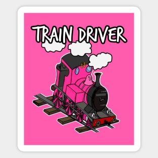 Train Driver Steam Locomotive Railroad Enthusiasts (Pink) Magnet